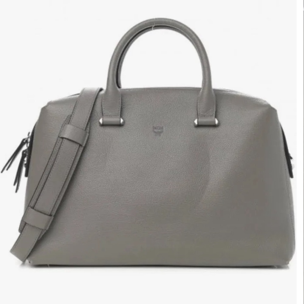 MCM 🩶 Ella gray leather 2 way bag Mint beauty Authentic Medium size